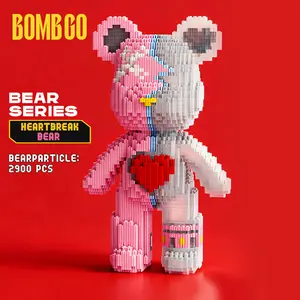 Bombgo Pixel Bear Building Block Heart Bear 2900 pcs Bear Toys Birthday Christmas Gift Educational Trendy Decoration Cool Family Bonding Toy BlackFriday Christmas