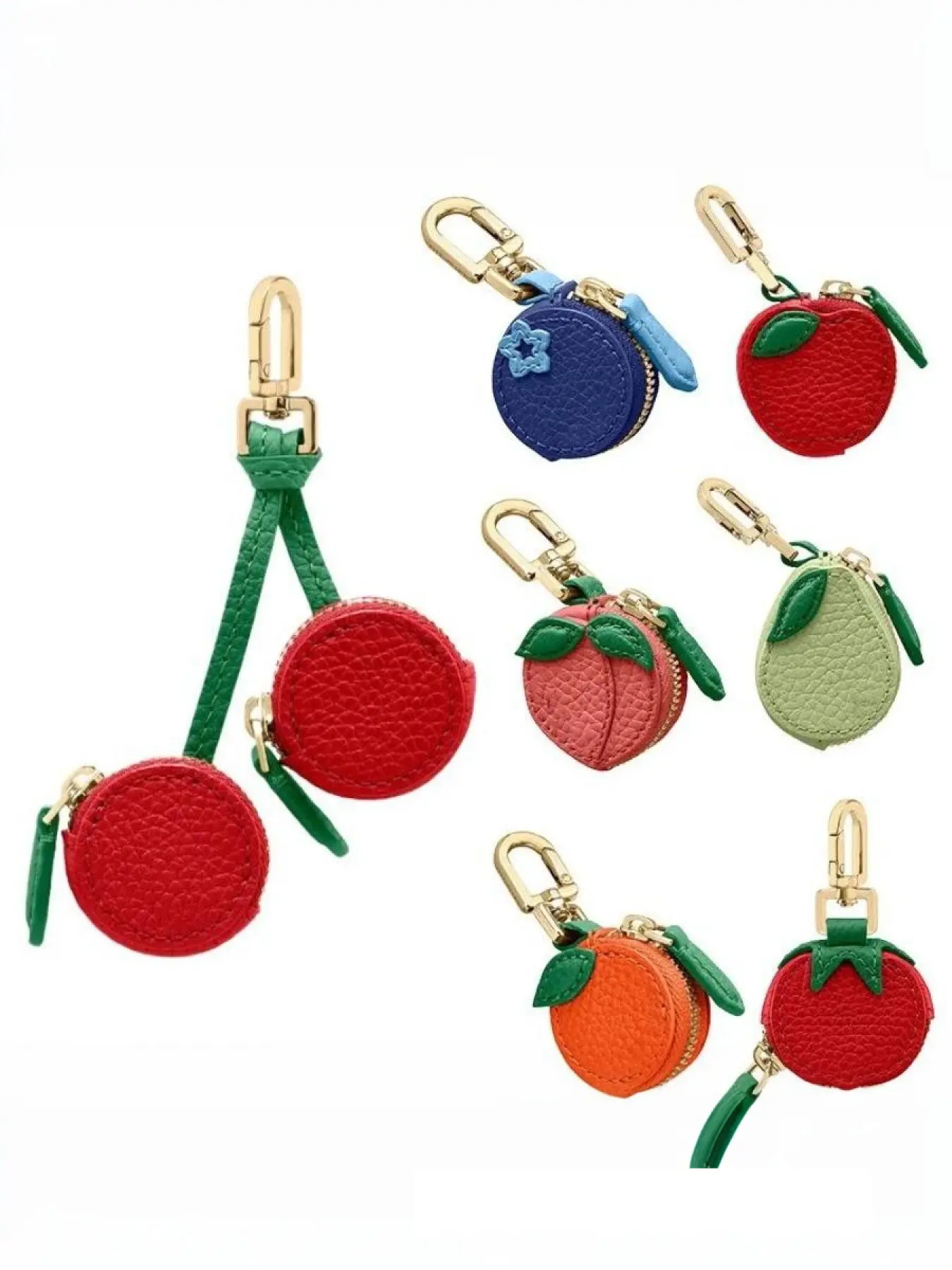 Fruit Shape Cherry Design Fruit Charm Coin Purse Blueberry Peach Cute Key Chain Mini Pouch Wallet Gift For Airtag Girl Women Keychain Wallet Keychain Accessory #Fashionweek#Fallfreshness