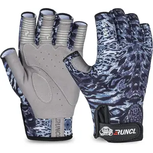 RUNCL Fingerless Gloves - UPF 50+ Sun Protection, Breathable, Fishing, Adults - Unisex, Sun Sleeves, Black