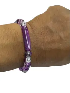 Purple Passion Glass Beaded Bracelet Set, Stretch Costume Jewelry Accessory for Daily-Casual Wear