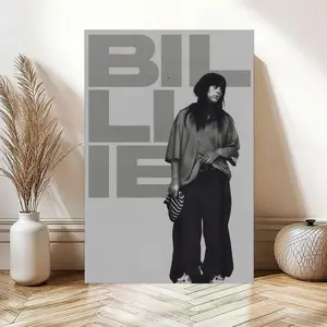 Billie Minimalist Black And White Canvas Poster,Vintage Eilish Music Wall Art Home Room Aesthetic Decor Canvas PrintBedroom Decor