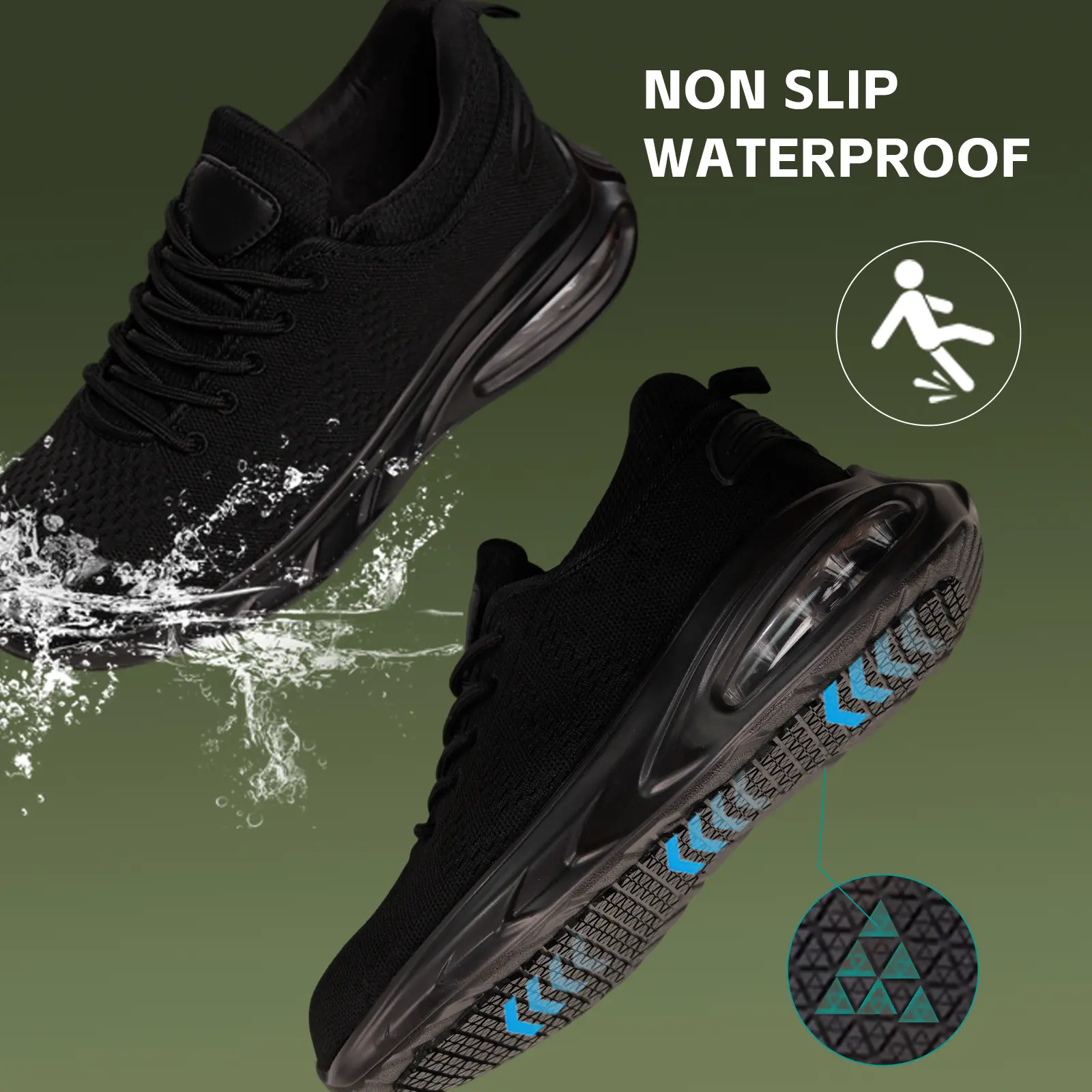 Non Slip Work Shoes Waterproof Oil Resistant Breathable Mesh Comfort  Footwear for all day with women&men