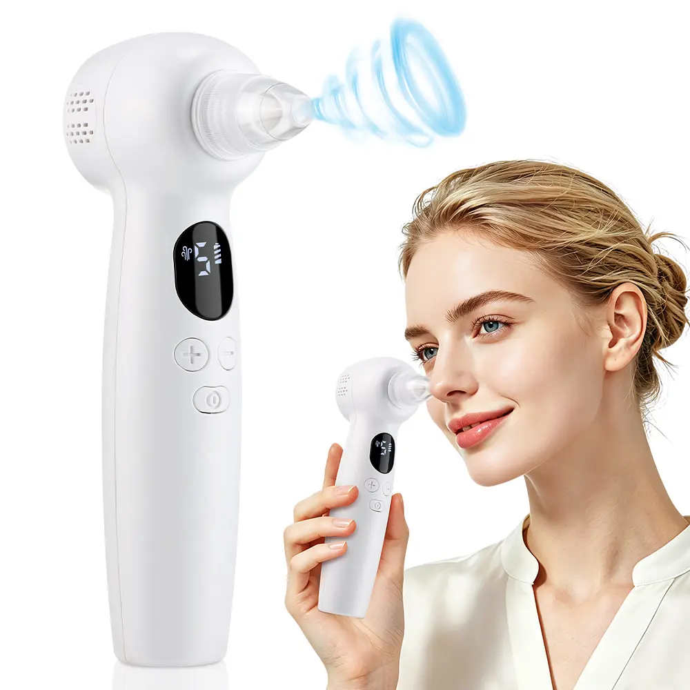 Hot Compress Vacuum Pore Cleaner for Blackheads Whiteheads & Excess Oil, 3 Temperature Settings 5 Custom Suction Modes, Portable Type-C Charged Facial Exfoliator with 3 Interchangeable Suction Heads