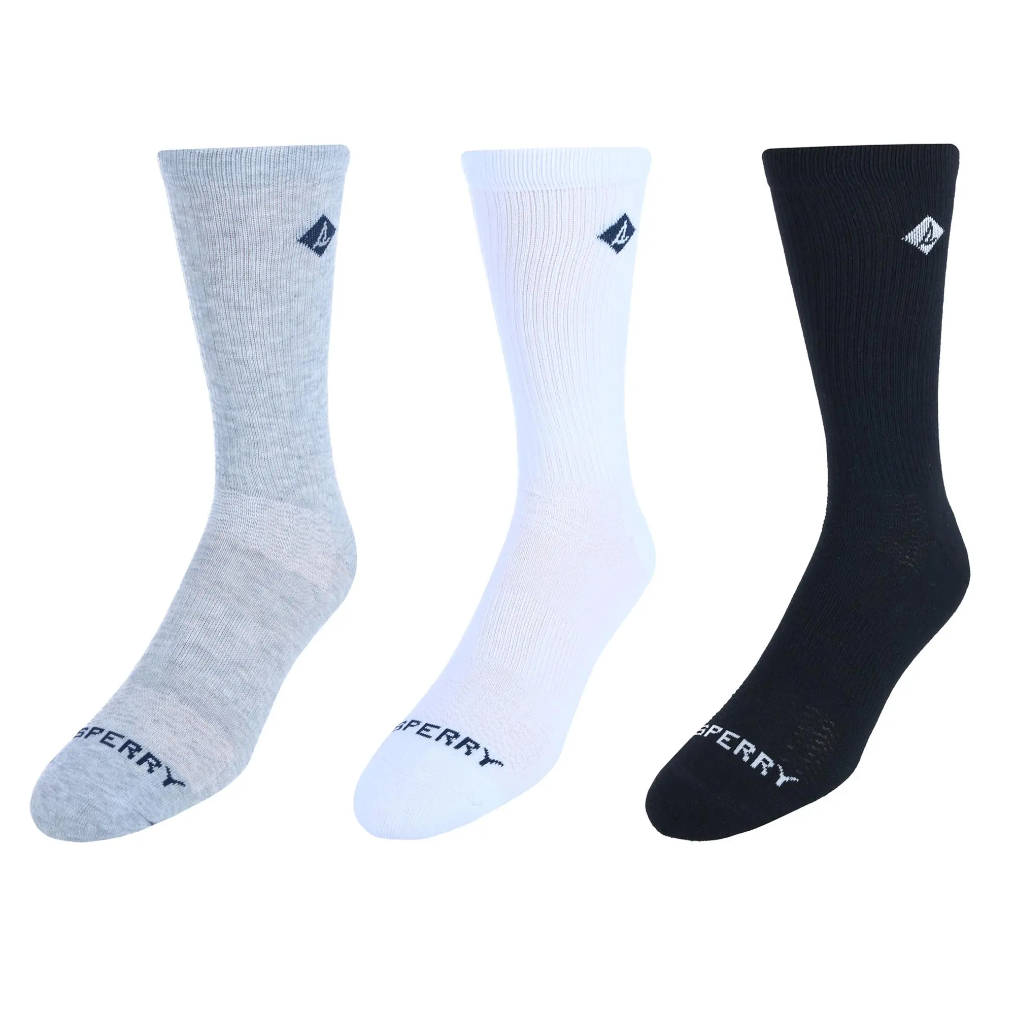 Sperry Men's Super Comfort Sneaker Crew Socks (Pack of 3), Casual Socks, Activewear, Athletic, Soft