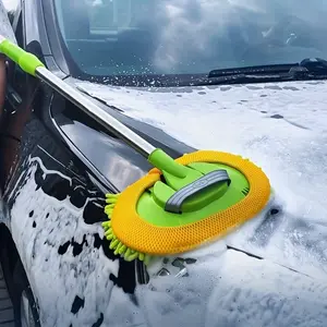Car Wash Mop Auto Detailing Car Brush Soft Bristle Scratch Free Long Handle Telescopic 3 Section Extendable Car Cleaning Tool Car Care Washing Accessory