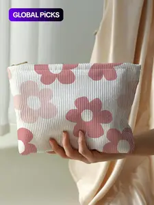 Floral Pattern Makeup Bag, Casual Versatile Storage Bag, Travel Makeup Bag, Handheld Cosmetic Pouch, Suitable for Women and All Kinds Of Occasions