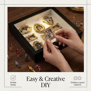 DIY Mini Museum Shadow Box Kit, Personalized Memory Keepsake, Photo Display Frame with Small Statues, Unique Gift Idea, Photo Frames