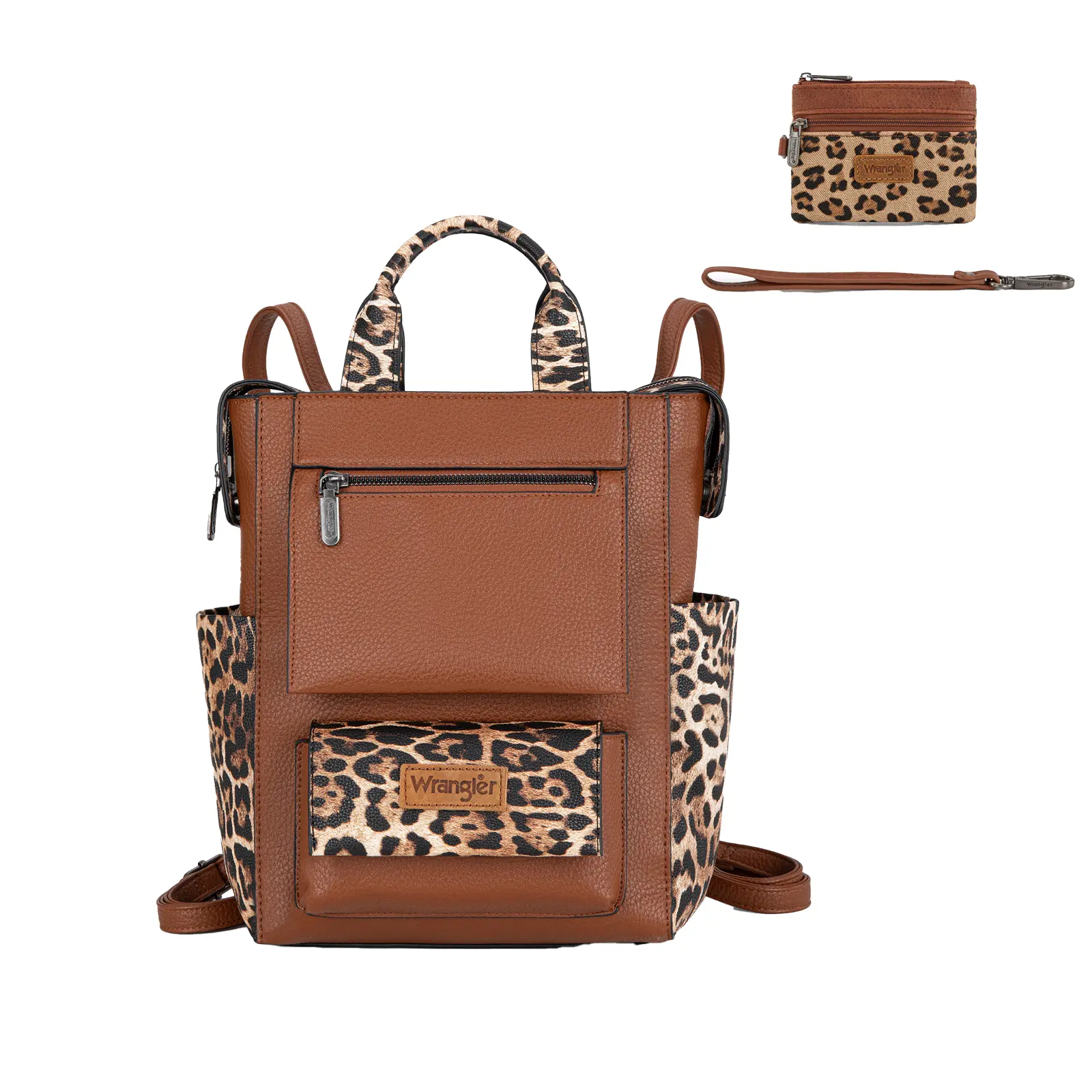 leopard backpack-wallet set