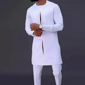 New In African Summer Business Men's Short Sleeve Suit Embroidery Dashiki Shirt Pants Sets 2 Pieces Outfits Wedding Party 2025 Design novelty Quality fabric fall fashion outfit Clothes Menswear Gamis Formal Cotton Blue Trouser Crewneck Tropical
