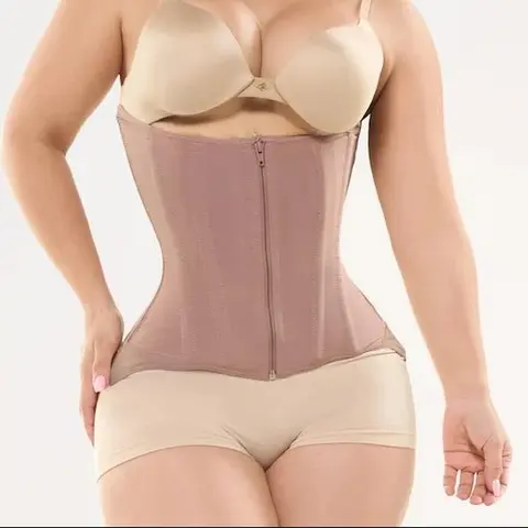 Women's High-Back Colombian Waist Cincher Vest - Fajas Salome 7011-CCB Waist Reduction Shapewear, Powernet Fabric with Firm Tummy Control, Double Closure Zipper + Hook and Eye, Breathable Cotton Lining, Open Bust, Everyday & Work Wear, Made in Colombia