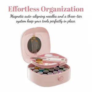 Magnetic Sewing Kit, All-in-One Needle & Thread Organizer with No-Loss Magnetic Storage, Compact & Portable for Quick Clothing Repair, Travel, Dorm, Emergency Fix Kit for Beginners