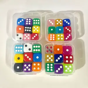 Boxed 9-Piece Crystal Transparent Durable Dice Toy, Colorful Number Dot Dice Set, Ktv Mahjong Home Board Game Entertainment, Dice Bulk