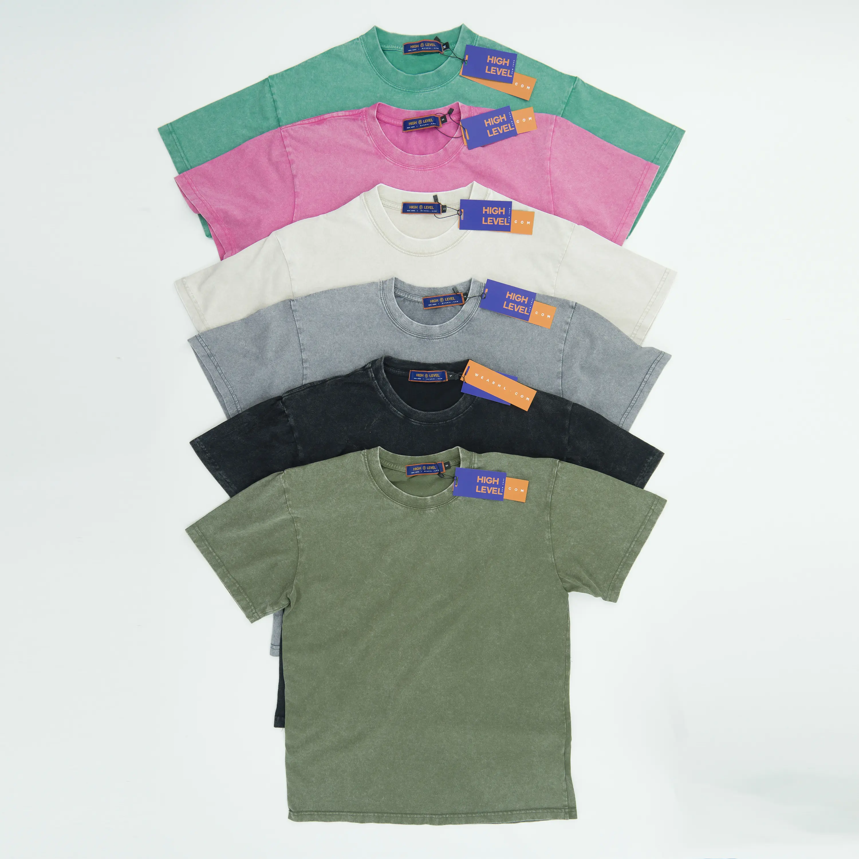 Men's Classic 225gsm Heavyweight Washed Boxy Oversized Short sleeve Round Neck Plain Tshirt - Soft Fabric Casual, Blank Menswear Top