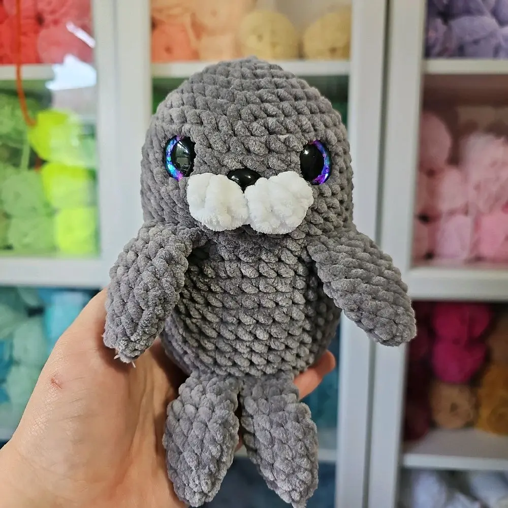 Weighted Amigurumi Crochet Seal Plushie - Handmade Stuffed Animal, Cuddly Doll Gift, Cute Stuffies, Soft Adorable Collectible, Stuffed Animal Gifts for Plush Enthusiasts