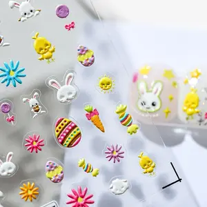 US-NAIL - Easter Eggs Cute Bunny Candy Tulip Flower Mushroom Chick Lovely Rabbit Dog Cat Apple Nail Art Stickers Manicure Decoration Decal