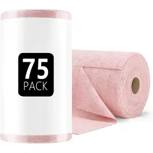 Split Wipe Microfiber Cleaning Cloth Roll 75 Pack Tear Away Towels Reusable Washable Scratch Free Ultra Absorbent Dish Rags for Car Home Garage Shop