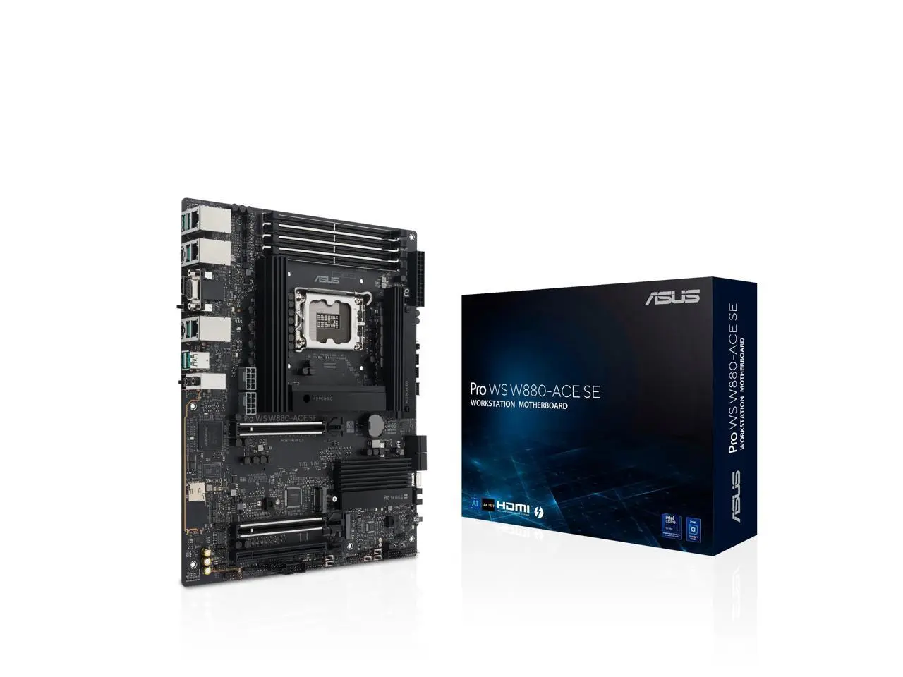 ASUS Pro WS W880-ACE SE Gaming Desktop Motherboard - Intel Core Ultra Processor (Series 2) - LGA 1851 ATX Motherboard, - 8+1+2+2 Power Stages - PCIe 5.0 Ready for Next-gen GPUs - DDR5 - Thunderbolt 4