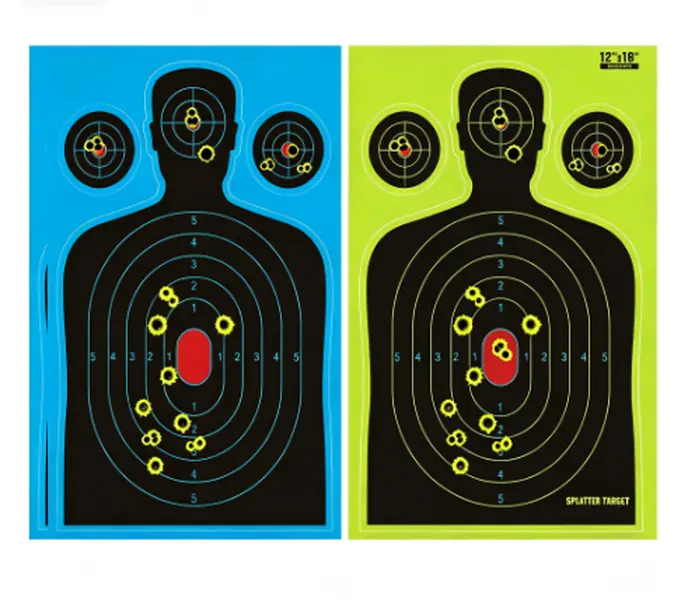 12x18 Inch Human Silhouette Shooting Targets,Fluorescent Splatter Reactive Target Paper,High Visibility Bullseye Practice Target for Indoor Outdoor Shooting Training