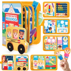 hahaland Preschool Readiness Busy Book - Montessori Toys for 2 Year Old Boy Girl Birthday Gift, First Day of School Gifts Busy Board for Toddlers 1-4 Must Haves Easy Transition Activity Books Ages 2-4