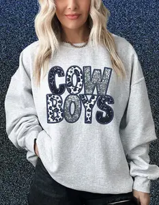 Cowboys Football Sweatshirt, Cowboys sweatshirt, Dallas Cowboys sweatshirt, faux glitter Cowboys sweatshirt