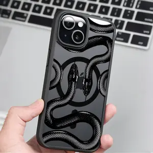 Black Snake  Phone Case , Compatible with MagSafe Silicone Bumper Protective Cover For iPhone X XR 11 12 13 14 15 16 17 Pro Max Plus Air