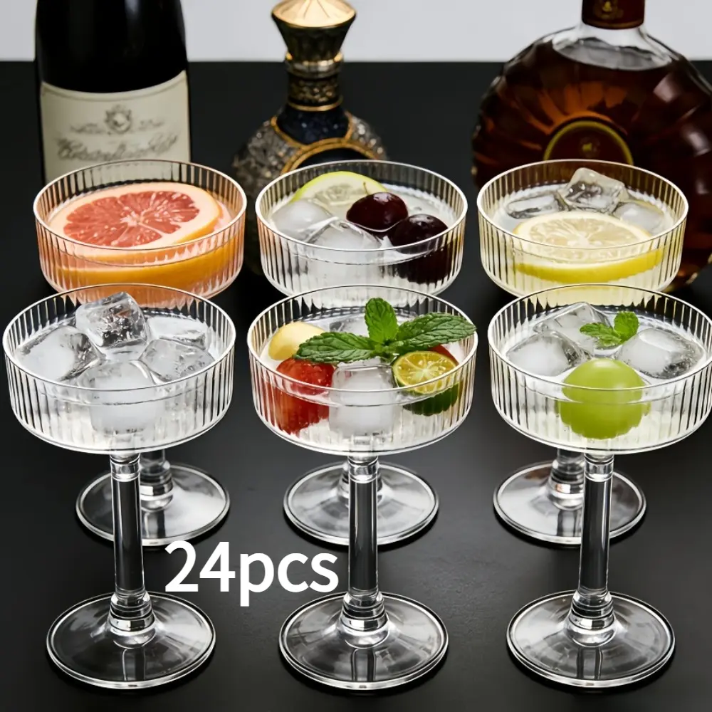 24 Pack Clear Plastic Martini & Wine Glasses – Drinking Glasses Set, Multifunctional Cocktail Cups, Drinkware for Champagne, Party & Picnic | Perfect for Birthday, Valentine’s Day, Easter & Weddings