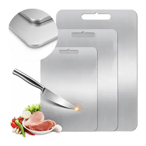 100% Titanium Kitchen Cutting Board – Dishwasher-safe Cutting Board with Handle, Double-sided Suitable for Home Countertops, Outdoor Camping, Housewarming Gifts (3 Pieces, S+M+L)