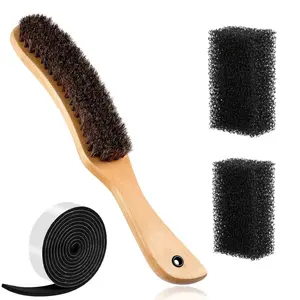 4 Pcs Horsehair Felt Hat Brush Kit Lint Brush with Cleaning Sponge Felt Cowboy Hat Remover Kit Remove Dust Lint Brushes for Clothes Western Hats, Shoes(Wooden Color) - Home Improvement.