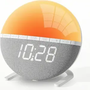 Sunrise Alarm Clock for Heavy Sleepers, Medium to Large, Warm Glow Night Light, Adjustable Brightness, Snooze Mode, Clear LED Display, Great for Bedroom, Nightstand, Dorm and Holiday Gift Digital Projection analog deep Colorful with aesthetic alarmclock