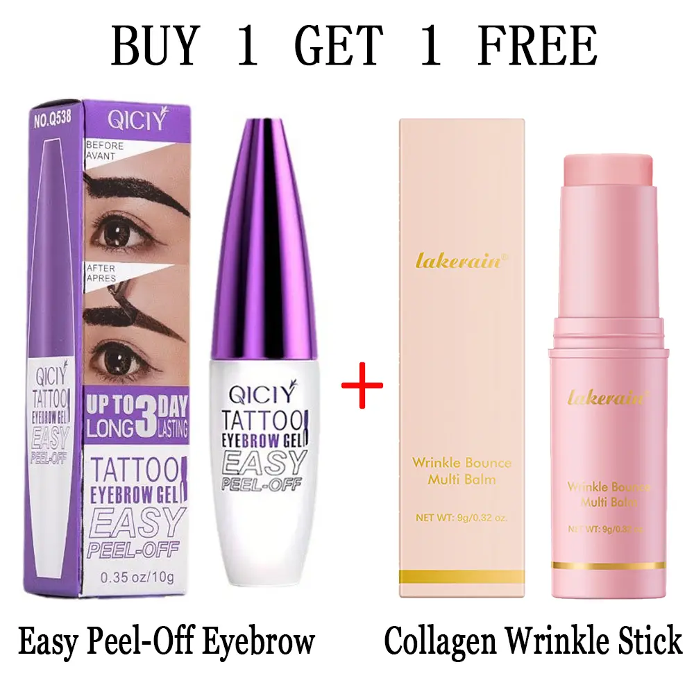 Easy Peel-Off Eyebrow Gel Sweatproof Natural Semi-Permanent Black or Brown Tint for All SkinTypes Makeup Cosmetic #birthday gift tattoo hour waterproof | Pink PDRN Collagen Wrinkle Stick long-lasting formula