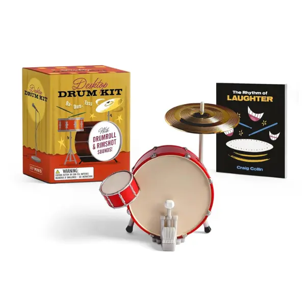 RP Minis Portable Desktop Drum Set - Includes Snare Drum, Cymbal, Drumroll and Rimshot Sounds, Perfect Gift for Stocking Stuffer