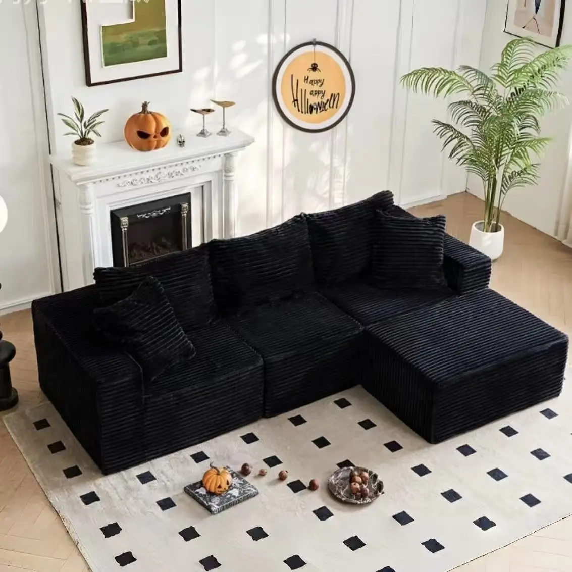 Orthopui Multi-Person L-Shaped Sofa with 4 Assembled Modules High-Density Rebound Foam Soft Skin-Friendly for Large Living Room Spaces Modern Minimalist Couch Modern Cloud Loveseat