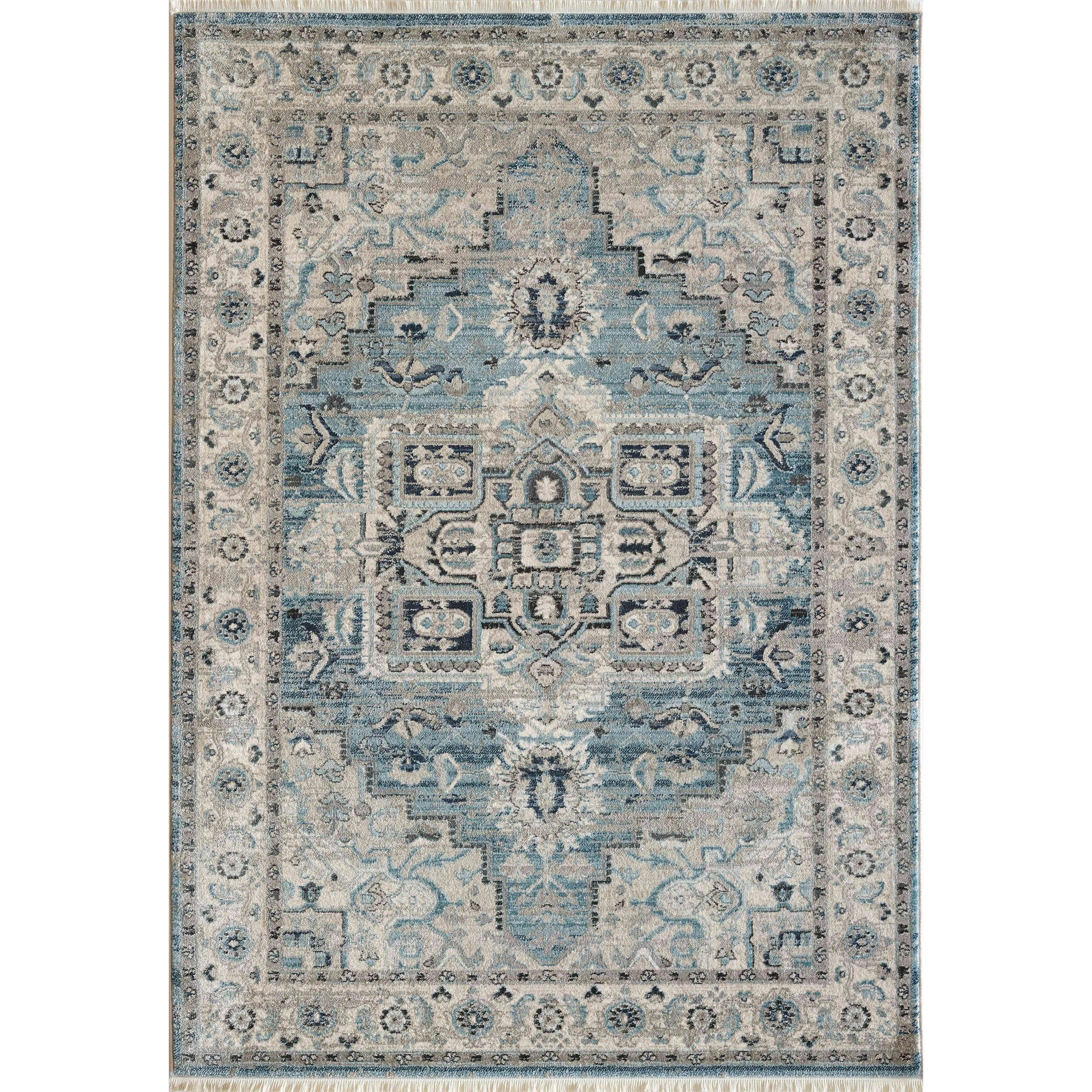 Dynamic Rugs Juno 6882 Light Blue Cream Transitional Machine-Made Rug