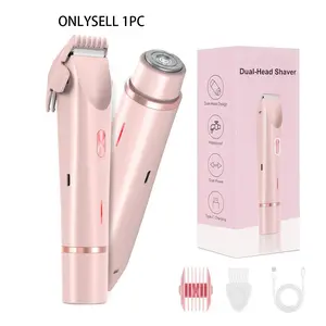 Electric Shaver, 2 in 1 Dual Head Body Hair Trimming Trimmer, Unisex, Usb Charging, Rechargeable Trimmer, Safe And Painless, for Women'S Grooming, Wet And Dry, Pubic Hair Trimmer for Legs Bikini Armpit Hair, Holiday Gift