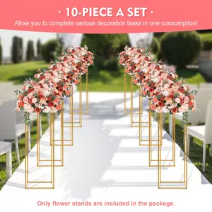 10 Piece Gold Flower Stand Set 31.49in Heavy Duty Iron Floral Arrangement Stands with Hammer 22LBS Load Bearing for Wedding Table Centerpieces Party Event Home Decor