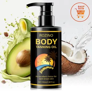 Rozino Tanning Oil, glow, apply on skin, for beach days, fast absorbing vegan formula, 100ML