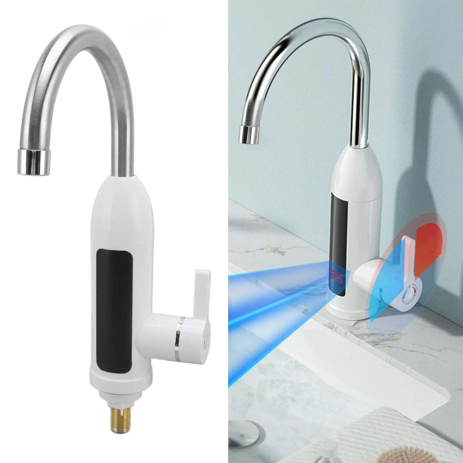Home Electric Fast-Heating Water Faucet - Money-Saving Instant Hot Water Dispenser, IPX4 Waterproof, Industrial Look, Kitchen Sink/Bathroom Compatible, Space-Saving for Compact Living Areas