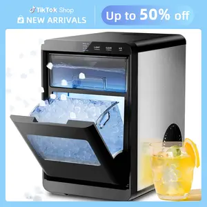 Antarctic Star Nugget Ice Maker, 10-15min quick make, 45Lbs/Day, Clear Visual double door, Self-Cleaning,24HTimer, Enhanced Insulation for various beverages/Fresh/Direct consumption,for Home/Office/Bar/Party Icemakermachine