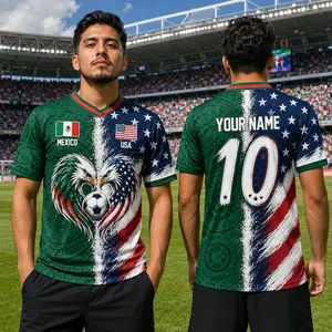 Custom Mexico USA Split Soccer Jersey – Mexican American Football Shirt Heritage Inspired Fan Jersey Game Day Unisex Sports Tee