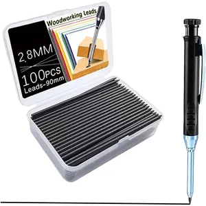 Pencil Refills, 2.8mm Pencil Leads, Solid Carpenters Refills Replacement, Deep Hole Marker, Waterproof for Woodwork Construction Building
