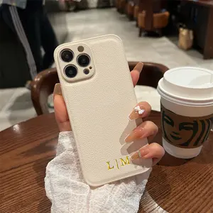 [KQ]Personalised Customized Name Case For IPhone17 16 15 14 13 12 11 Pro Max Initials Letters Leather DIY Cover 13 14 15 16 17Pro Max