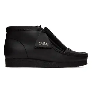 Clarks Wallabee Boot - Black Leather - 26155512 - Men's