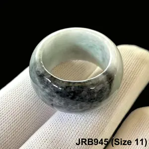 Wide Band Natural Green Jade Jadeite Rings