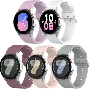 Samsung Galaxy Watch 4/5/6/7 Compatible Bands, 5-Pack Silicone Strap, Adjustable Fit Design, Fits 40mm & 44mm Models, Smart Watch Accessories, Smartwatch Strap