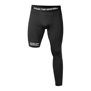 Single-Leg Compression Tights - Left - Black | One Leg Athletic Sleeve for Running, Gym, Basketball, Training & Muscle Support