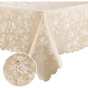 Smiry Rectangle Table Cloth, Waterproof Heavy Duty Vinyl Tablecloths, Wipeable Washable Table Cover for Kitchen and Dining Room (Beige, 60" X 84") Smiry