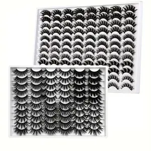 Fluffy False Eyelashes, 2 Boxes Natural Curling Wispy Faux Cluster Lashes, Volumized False Eyelashes, Eyelash Clusters for Women and Girls Eye Makeup Enhancement