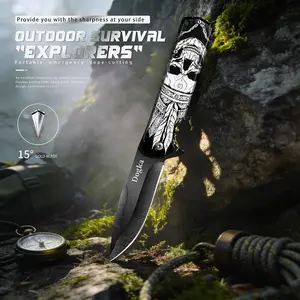Skeleton EDC portable outdoor folding knife, kitchen fruit knife, 3.93-inch sharp blade, suitable for hiking, camping, family barbecue, men's gifts