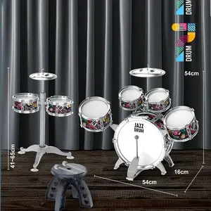 Kids Drum Set for Preschoolers, 5 Piece Treble Drum Set, Mini Jazz Drum Set Musical Instrument Toys for 3-12 Years Boys Girls Babies Kids Halloween Christmas Gift
