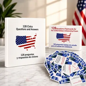 2026 US Citizenship Flash Cards: Study Guide: American Citizenship (Spanish & English). 2026 USCIS 128 Questions and Answers Flash Cards